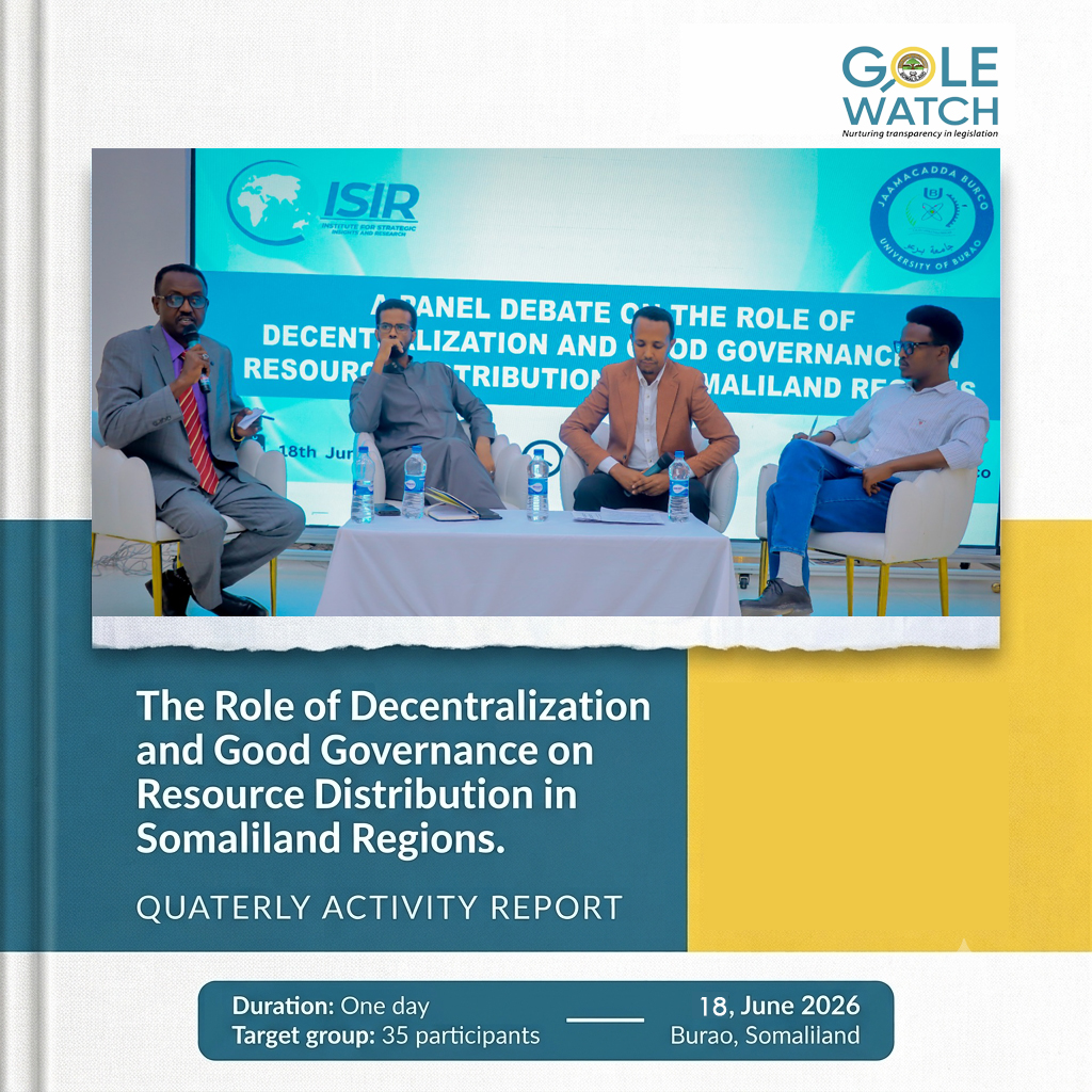 The Role of Decentralization and Good Governance on Resource Distribution in Somaliland Regions.